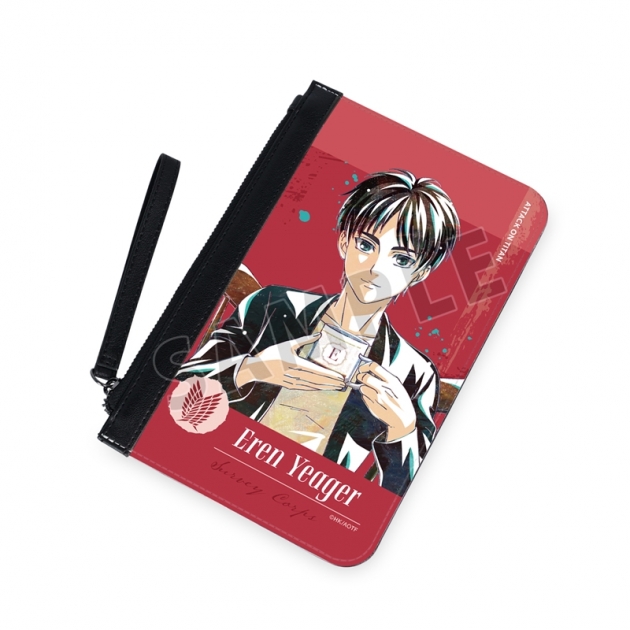 【グッズ-ポーチ】TVアニメ『進撃の巨人』 描き下ろし エレン ティータイムver. Ani-Art PUレザーフラットポーチ【再販】
