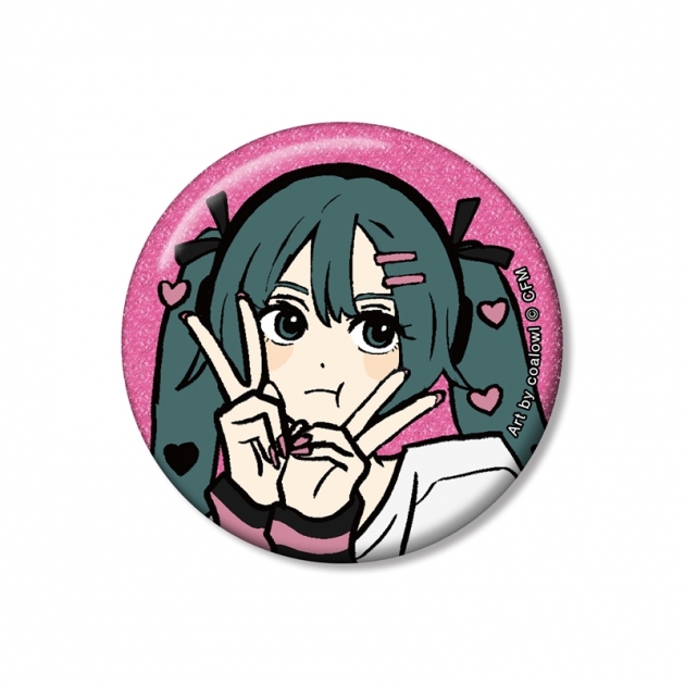 【グッズ-バッチ】初音ミク 描き下ろし 初音ミク ハートver. Art by coalowl グリッター缶バッジ ver.B【再販】
