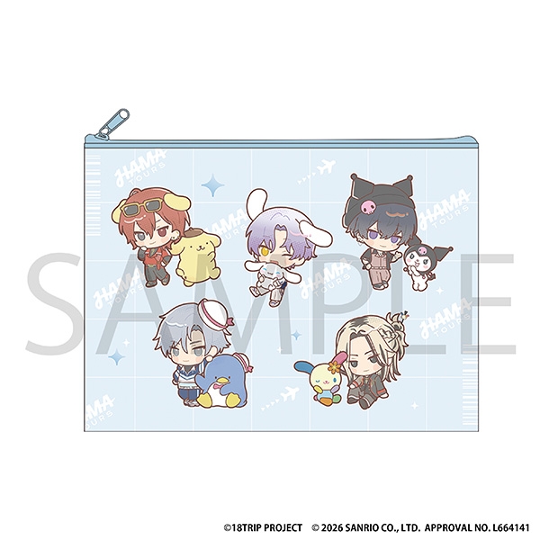 【グッズ-ポーチ】18TRIP フラットポーチ/朝班 サンリオキャラクターズ