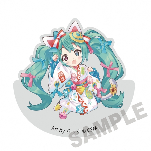 【グッズ-置きもの】「初音ミク×招き猫」 ゆらゆらアクリルブロック 初音ミク白猫 Art by らっす
