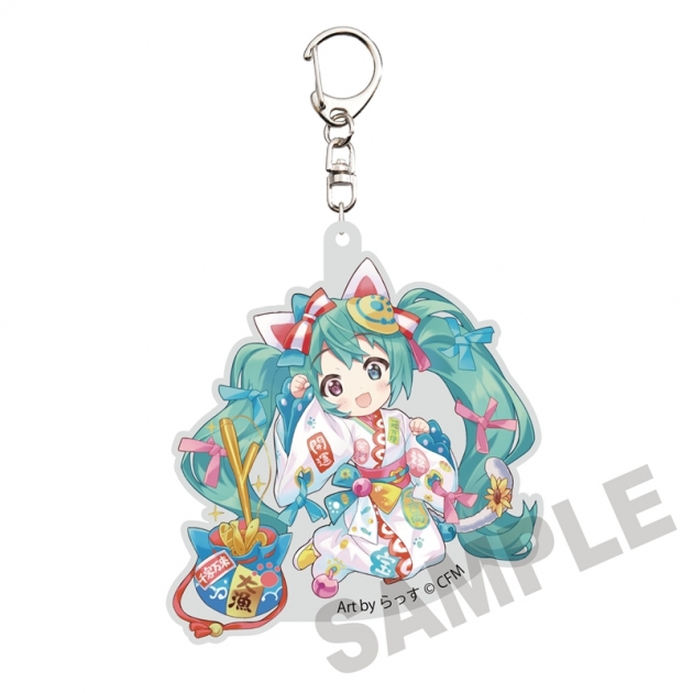 【グッズ-キーホルダー】「初音ミク×招き猫」 ダイカットアクリルキーホルダー 初音ミク白猫 Art by らっす
