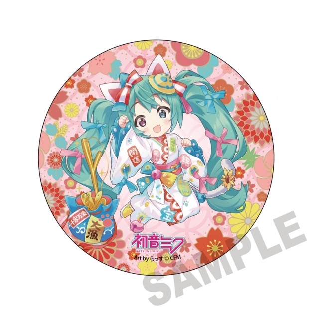 【グッズ-バッチ】「初音ミク×招き猫」 メガ缶バッジスタンド 初音ミク白猫 Art by らっす
