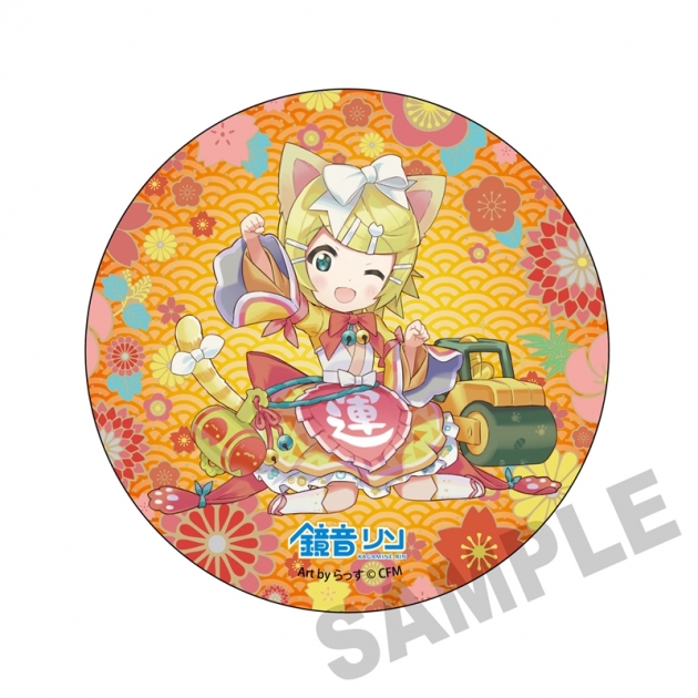 【グッズ-バッチ】「初音ミク×招き猫」 メガ缶バッジスタンド 鏡音リン Art by らっす

