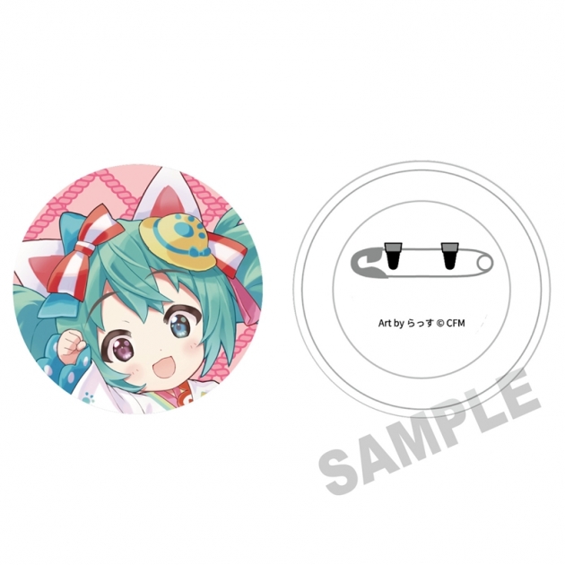 【グッズ-バッチ】「初音ミク×招き猫」 ふわもふタッチ缶バッジ 初音ミク白猫B Art by らっす

