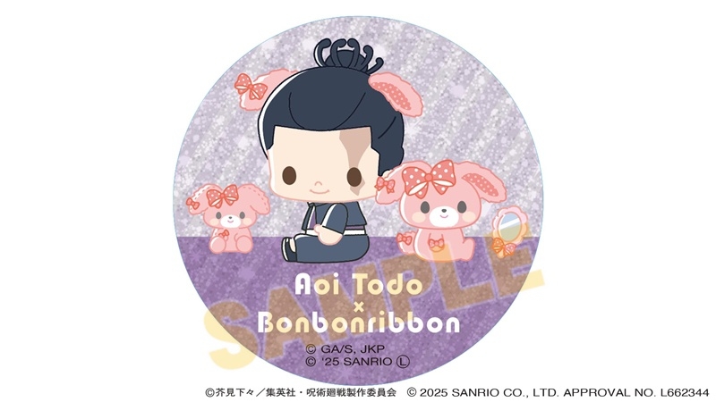 【グッズ-バッチ】呪術廻戦 サンリオキャラクターズ ラメ缶バッジ 東堂葵×ぼんぼんりぼん 2025Ver.
