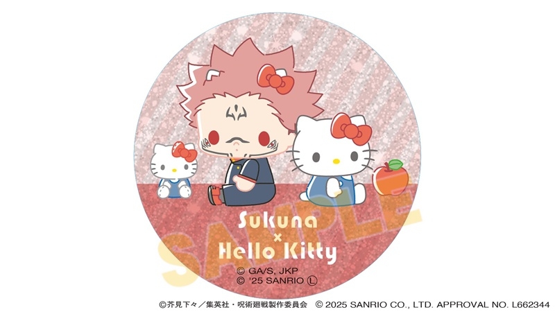 【グッズ-バッチ】呪術廻戦 サンリオキャラクターズ ラメ缶バッジ 宿儺×ハローキティ 2025Ver.
