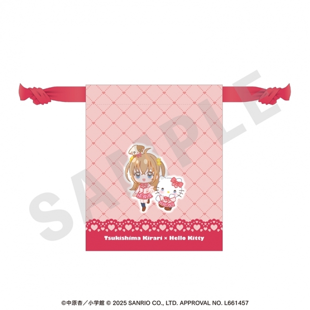 【グッズ-巾着】きらりん☆レボリューション,ハローキティ ちゃおヒロインズ×サンリオキャラクターズ 巾着 月島きらり×ハローキティ
