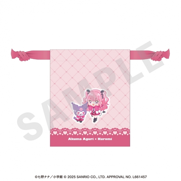 【グッズ-巾着】アクマでこれは恋じゃない!,クロミ ちゃおヒロインズ×サンリオキャラクターズ 巾着 愛久魔あぐり×クロミ
