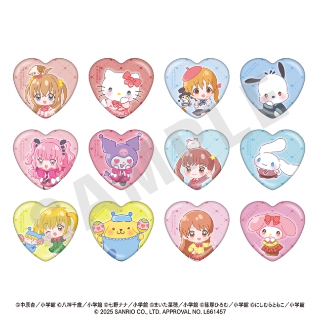 【グッズ-バッチ】きらりん☆レボリューション,オレ様キングダム,ミルモでポン!,極上!!めちゃモテ委員長,アクマでこれは恋じゃない!,シャイニング! ちゃおヒロインズ×サンリオキャラクターズ トレーディングハート缶バッジ(全12種)
