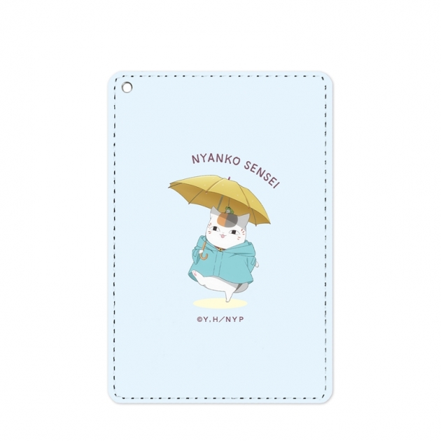 【グッズ-パスケース】夏目友人帳 描き下ろし ニャンコ先生 雨の日ver. 1ポケットパスケース
