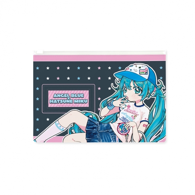 【グッズ-ポーチ】初音ミク ANGEL BLUEコラボ 描き下ろし 初音ミク Art by 甘春わすれ ビニールフラットポーチ ver.A
