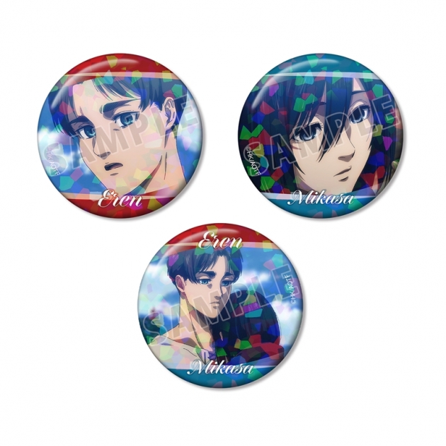 【グッズ-バッチ】TVアニメ『進撃の巨人』 エレン&ミカサ 場面写ホログラム缶バッジ3個セット
