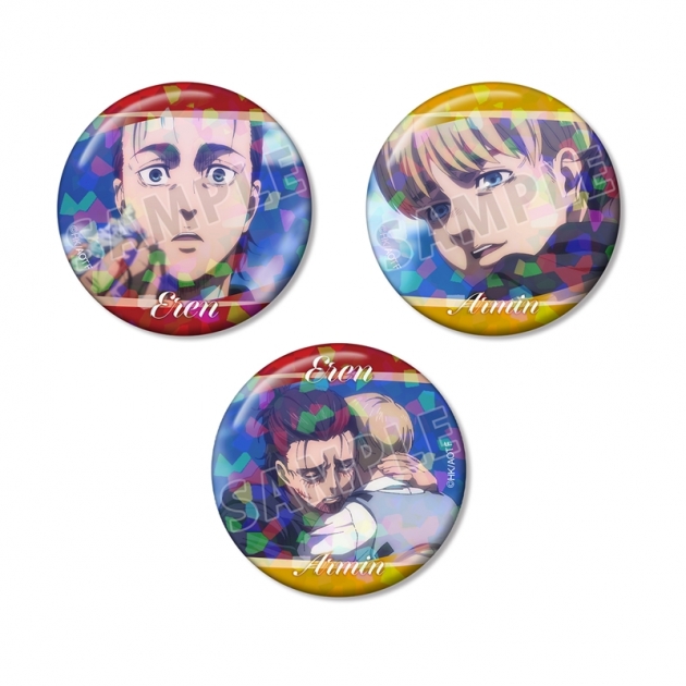 【グッズ-バッチ】TVアニメ『進撃の巨人』 エレン&アルミン 場面写ホログラム缶バッジ3個セット
