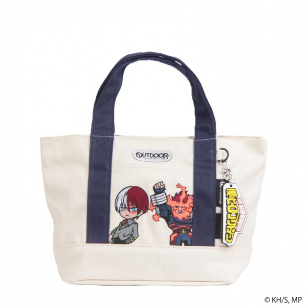 【グッズ-バッグ】僕のヒーローアカデミア ×OUTDOOR PRODUCTSキーホルダー付きミニキャラトート　轟焦凍×エンデヴァー ホワイト
