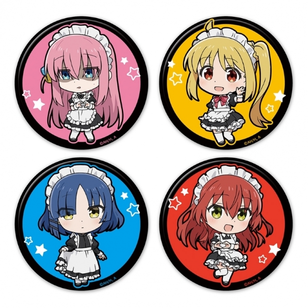 【グッズ-バッチ】アニメ「ぼっち・ざ・ろっく!」 缶バッジ4個セット ひとり&虹夏&リョウ&郁代 メイド服ver.

