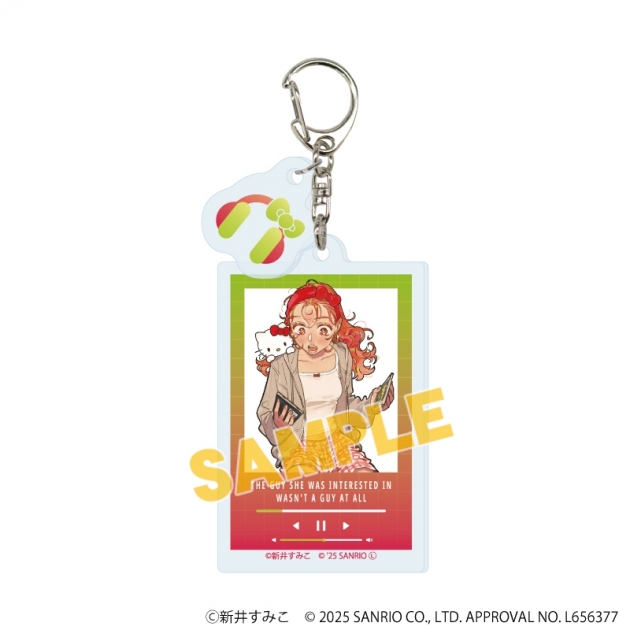 【グッズ-キーホルダー】気になってる人が男じゃなかった×サンリオキャラクターズ パーツ付きアクリルキーホルダー02/大沢あや×ハローキティ(等身イラスト)
