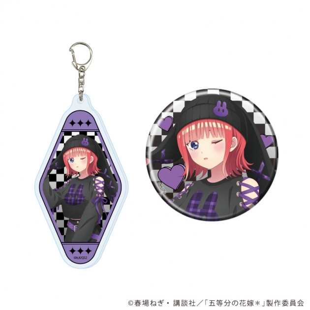 【グッズ-セットもの】五等分の花嫁* アクリルキーホルダー&缶バッジセット02/二乃 甘辛ロックver.(描き下ろしイラスト)
