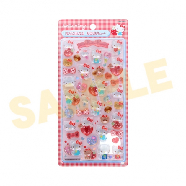 【グッズ-シール】サンリオ ボンボンドロップシール ハローキティ 赤
