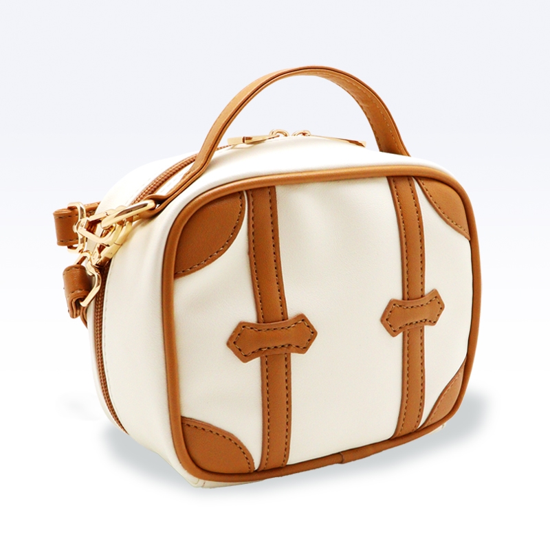 【グッズ-バッグ】ノンキャラ nui.トランク風デコポーチ キャメル