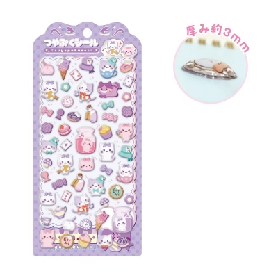 【グッズ-シール】ノンキャラ つやぷくシール アリスねこ