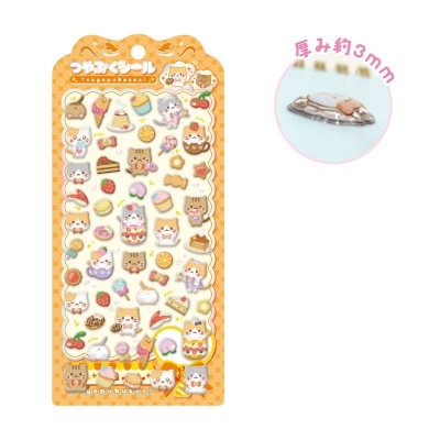 【グッズ-シール】ノンキャラ つやぷくシール スイーツねこ
