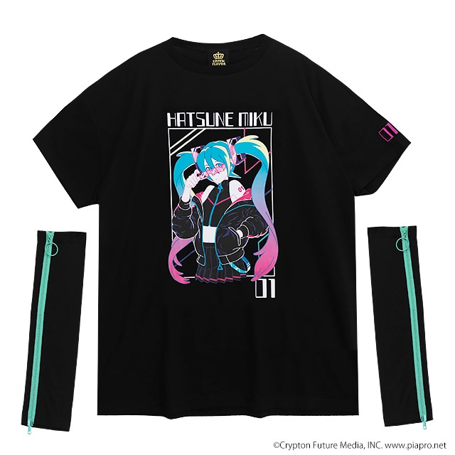 【グッズ-Tシャツ】初音ミク×LISTEN FLAVOR アームカバー付トップス 01.BLACK