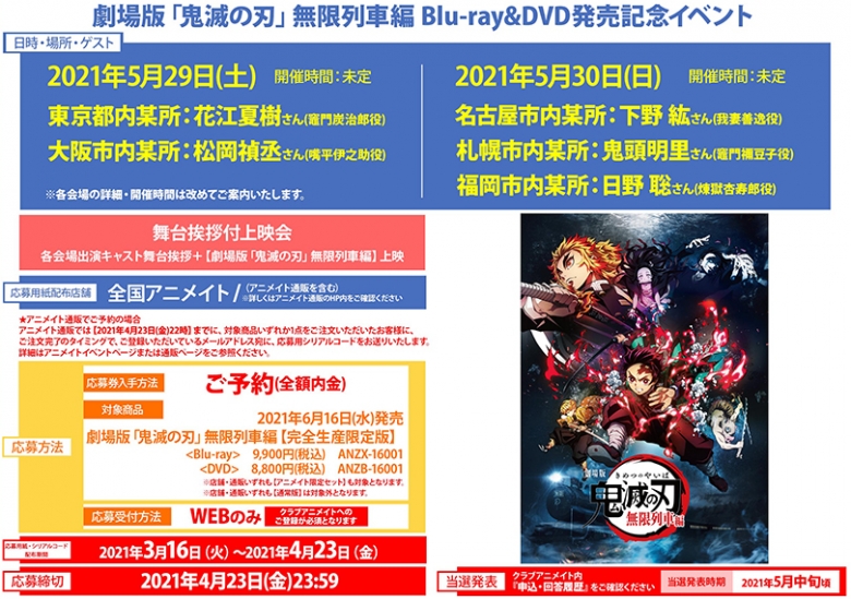 劇場版 鬼滅の刃 無限列車編 Blu Ray Dvd発売記念イベント アニメイト