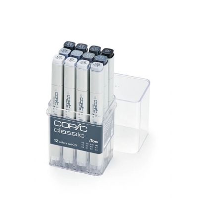 【画材-コピック】コピッククラシック 12色セット クールグレー