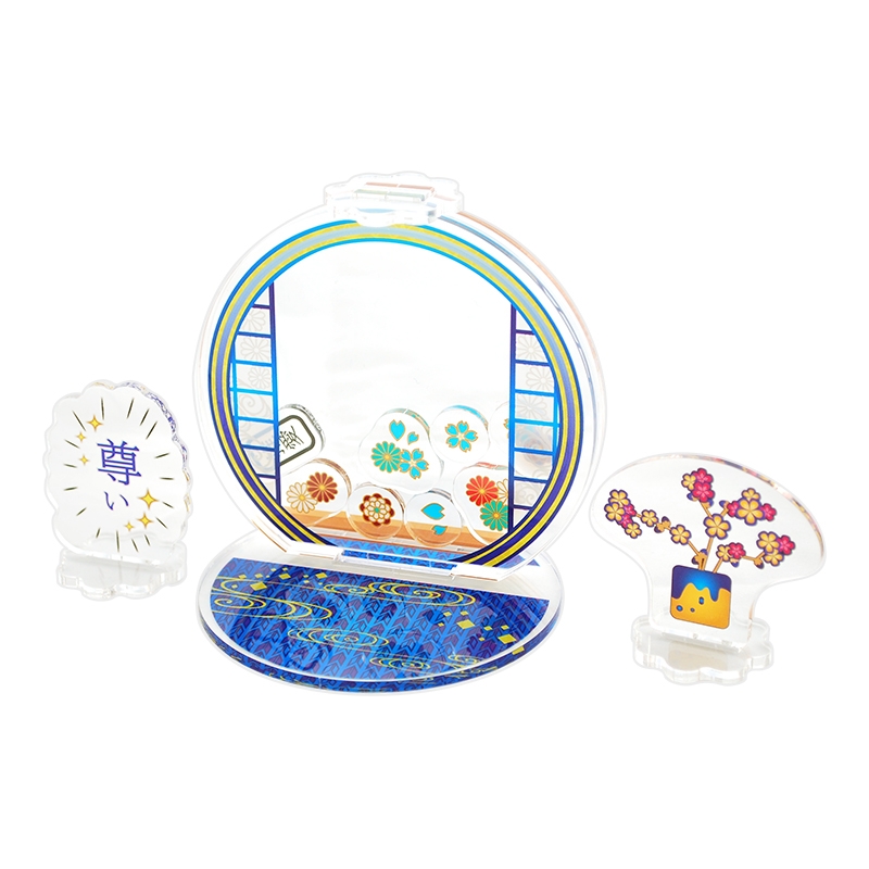 【グッズ-スタンドポップ】ノンキャラオリジナル 丸窓障子-あい色- まるまどしょうじ-あいいろ-【にじ丸商店】