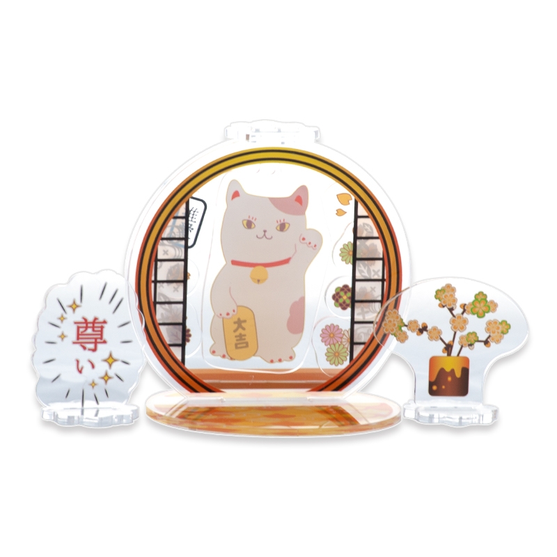 【グッズ-スタンドポップ】ノンキャラオリジナル 丸窓障子-みかん色- まるまどしょうじ-みかんいろ-【にじ丸商店】