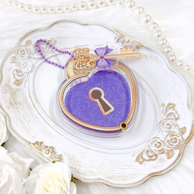 【グッズ-スタンドポップ】ノンキャラオリジナル ハート型缶バッジ用アクリルフレーム【鍵】 PP(パープル)【G.triGer】
