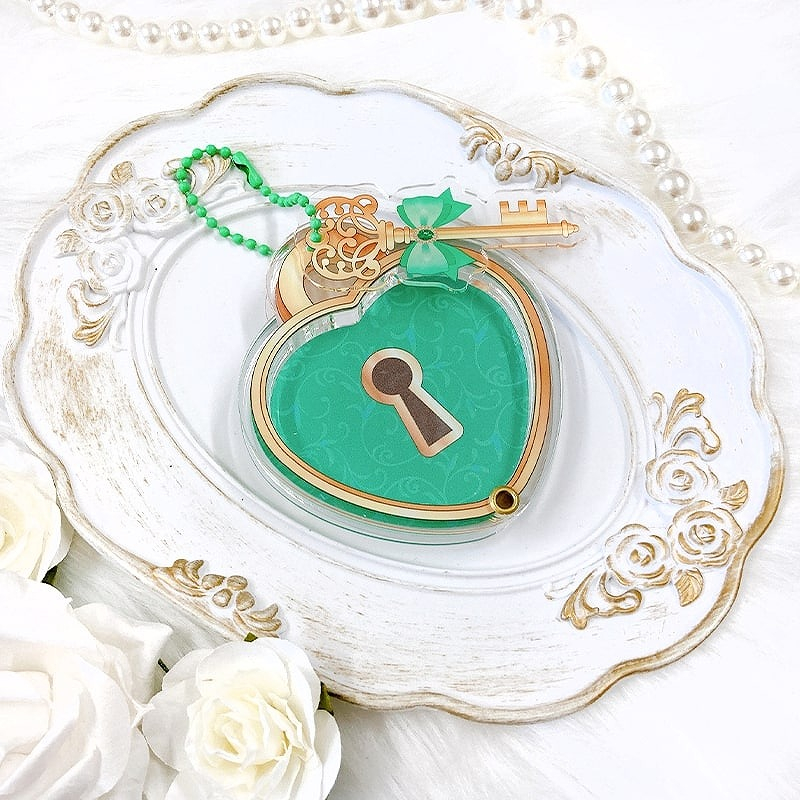 【グッズ-スタンドポップ】ノンキャラオリジナル ハート型缶バッジ用アクリルフレーム【鍵】 GN(グリーン)【G.triGer】