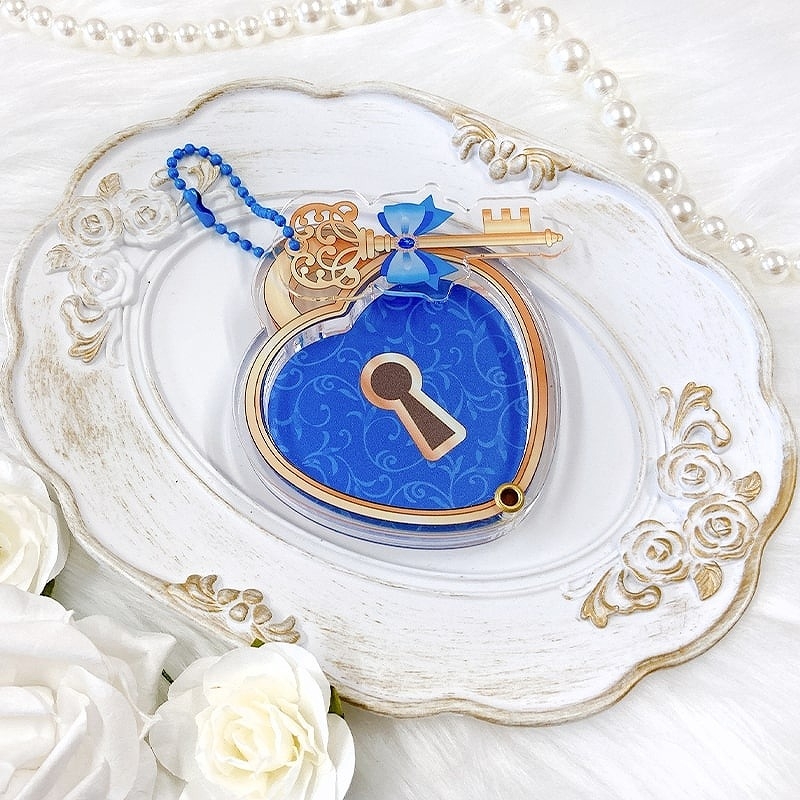 【グッズ-スタンドポップ】ノンキャラオリジナル ハート型缶バッジ用アクリルフレーム【鍵】 BL(ブルー)【G.triGer】