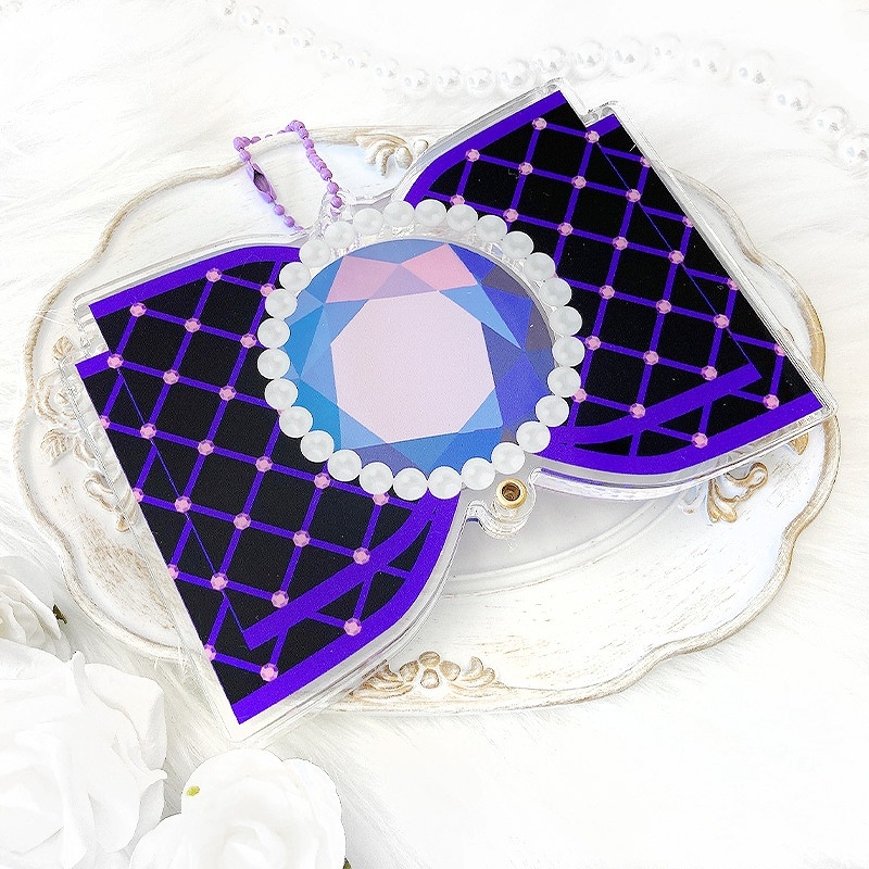 【グッズ-スタンドポップ】ノンキャラオリジナル アクリル缶バッジケース【リボン】58mm用 PP(パープル)【G.triGer】