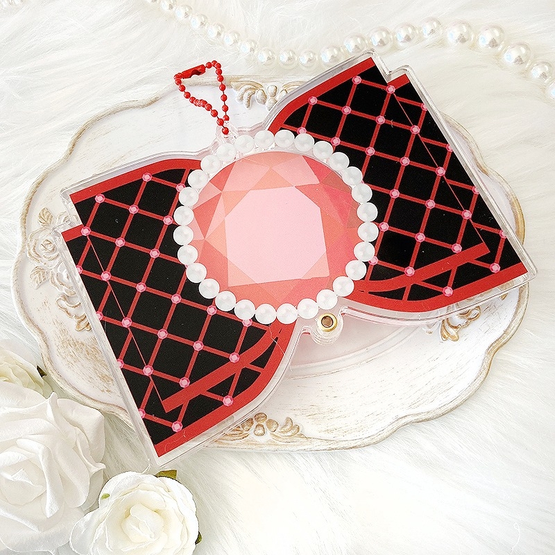 【グッズ-スタンドポップ】ノンキャラオリジナル アクリル缶バッジケース【リボン】58mm用 RD(レッド)【G.triGer】