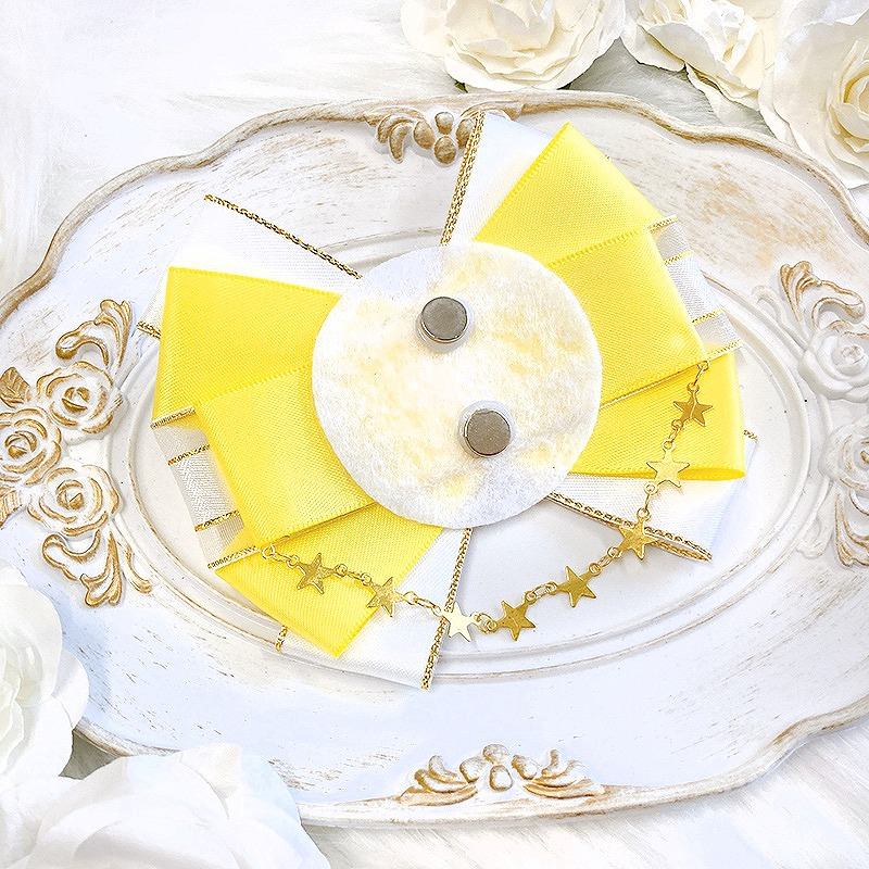 【グッズ-カバーホルダー】ノンキャラオリジナル リボン型ロゼット WHYL(ホワイトイエロー)【G.triGer】