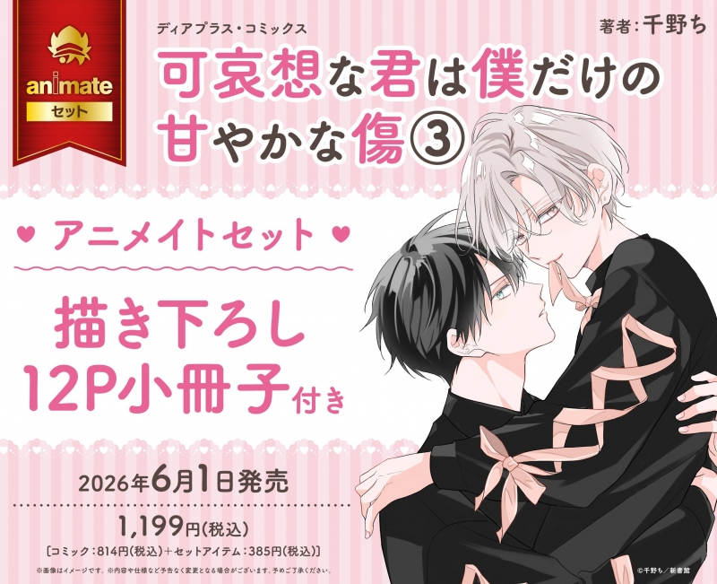 【コミック】可哀想な君は僕だけの甘やかな傷(3) アニメイトセット【描き下ろし12P小冊子付き】