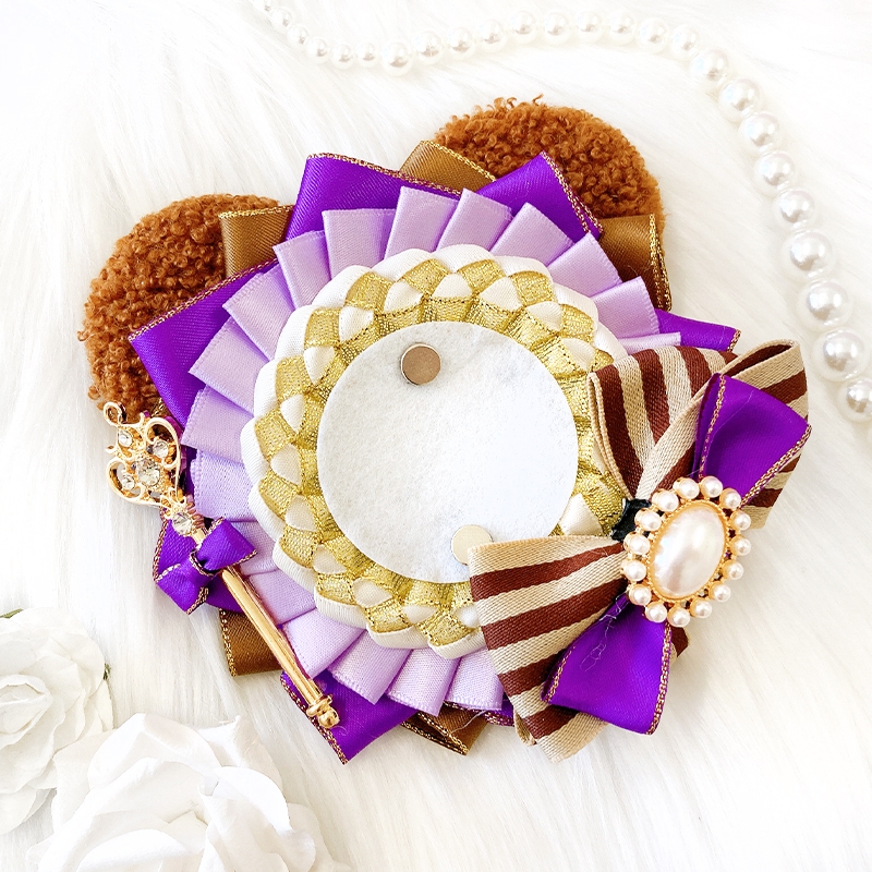 【グッズ-カバーホルダー】ノンキャラオリジナル くま耳付きロゼット/パープル【G.triGer】