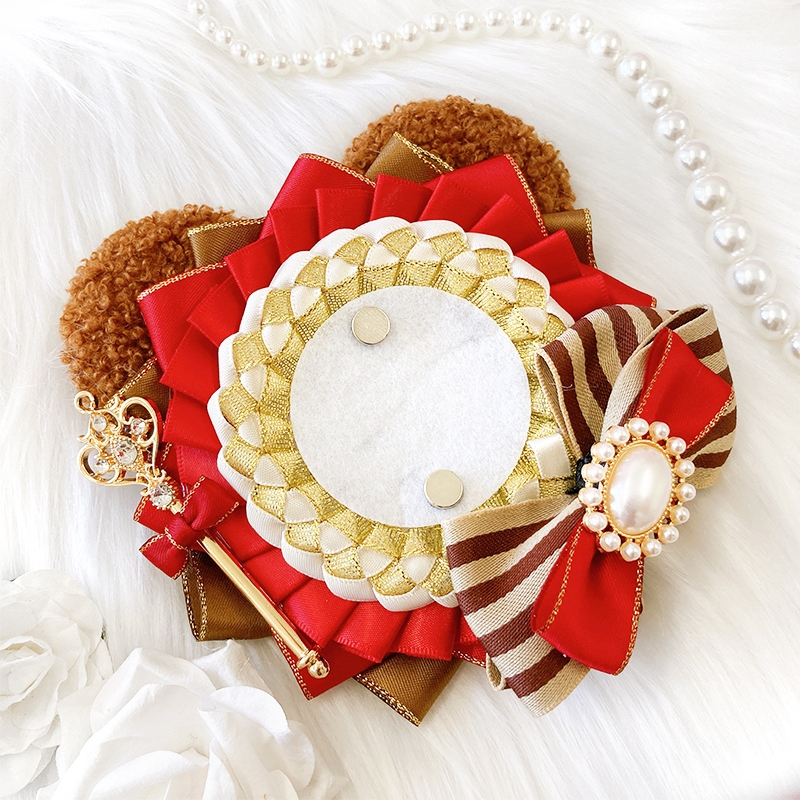 【グッズ-カバーホルダー】ノンキャラオリジナル くま耳付きロゼット/レッド【G.triGer】