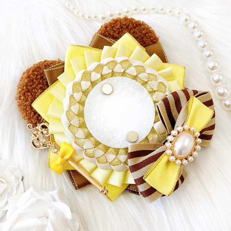 【グッズ-カバーホルダー】ノンキャラオリジナル くま耳付きロゼット/イエロー【G.triGer】