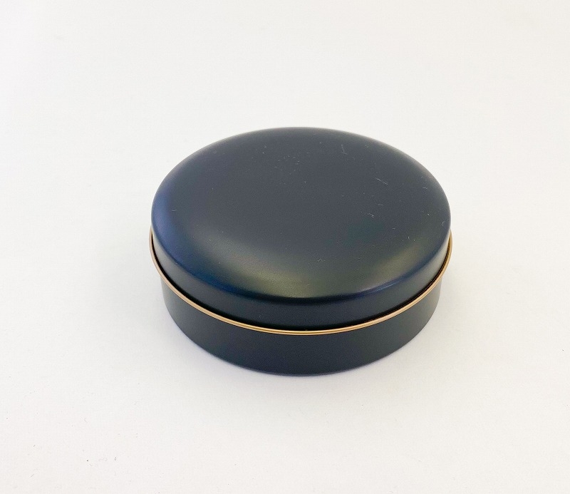 【グッズ-小物入れ】ノンキャラオリジナル カラフル缶ケース マットブラック ラウンドタイプ