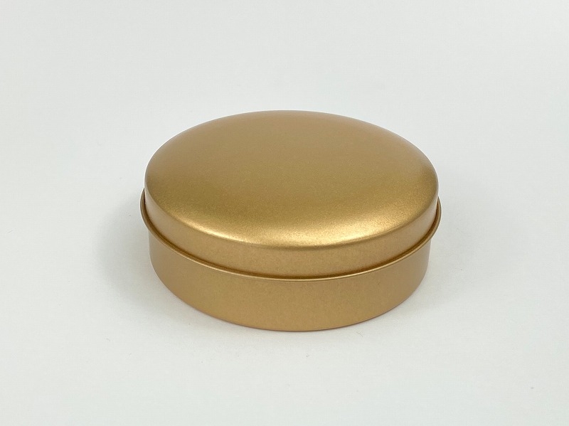 【グッズ-小物入れ】ノンキャラオリジナル カラフル缶ケース サテンゴールド ラウンドタイプ