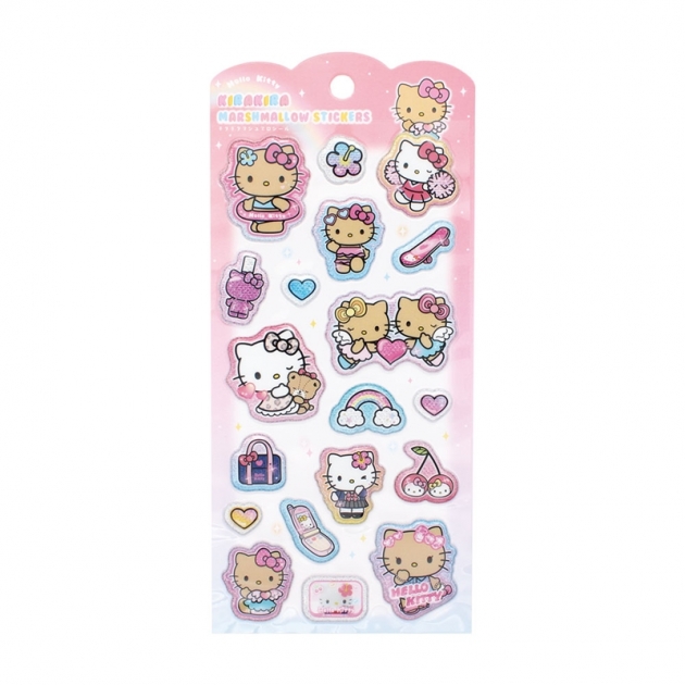 【グッズ-シール】サンリオキャラクターズ キラキラマシュマロシール ハローキティ/日焼け