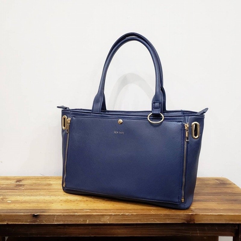 【グッズ-バッグ】ノンキャラオリジナル クルア 回転式 Msize トートバッグ ネイビー【REA RARE】