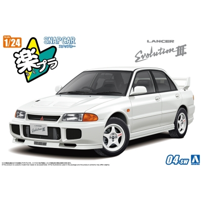 【プラモデル】楽プラ スナップカー No.04-SW CE9A ランサーGSRエボリューションⅢ 1995 スコーティアホワイト 1/24【再販】