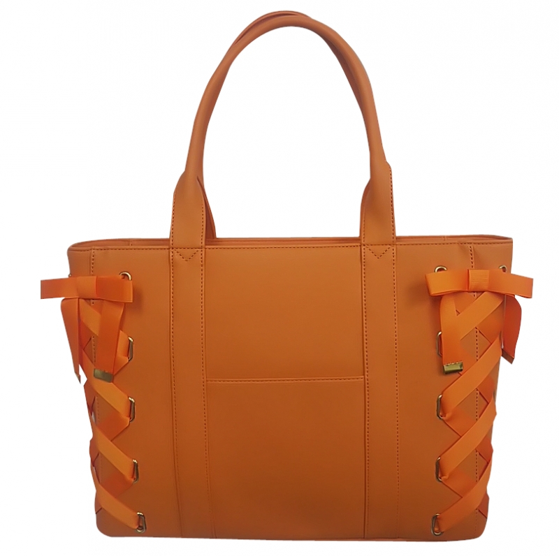 【グッズ-バッグ】ノンキャラオリジナル レースアップクリアBIGポケトート オレンジ【クレスト】