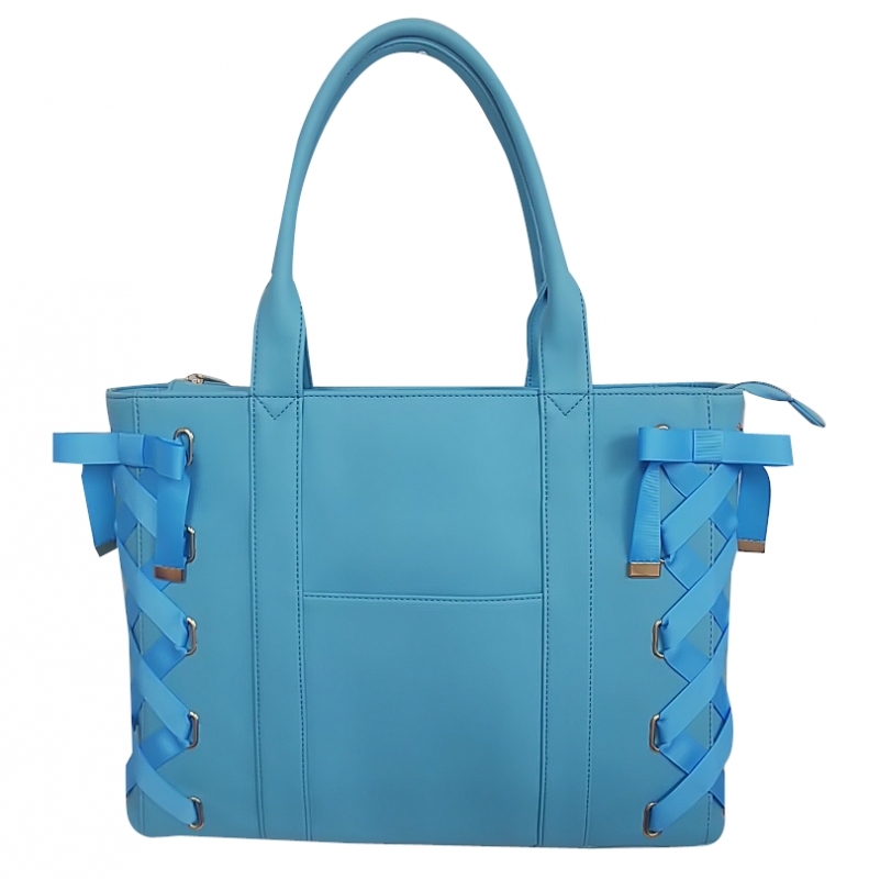 【グッズ-バッグ】ノンキャラオリジナル レースアップクリアBIGポケトート ブルー【クレスト】