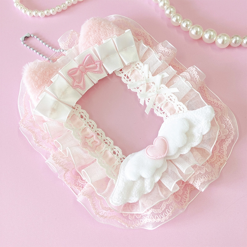 【グッズ-カードケース】ノンキャラオリジナル 猫耳フリルレースデコトレカケース ピンク【G.triGer】