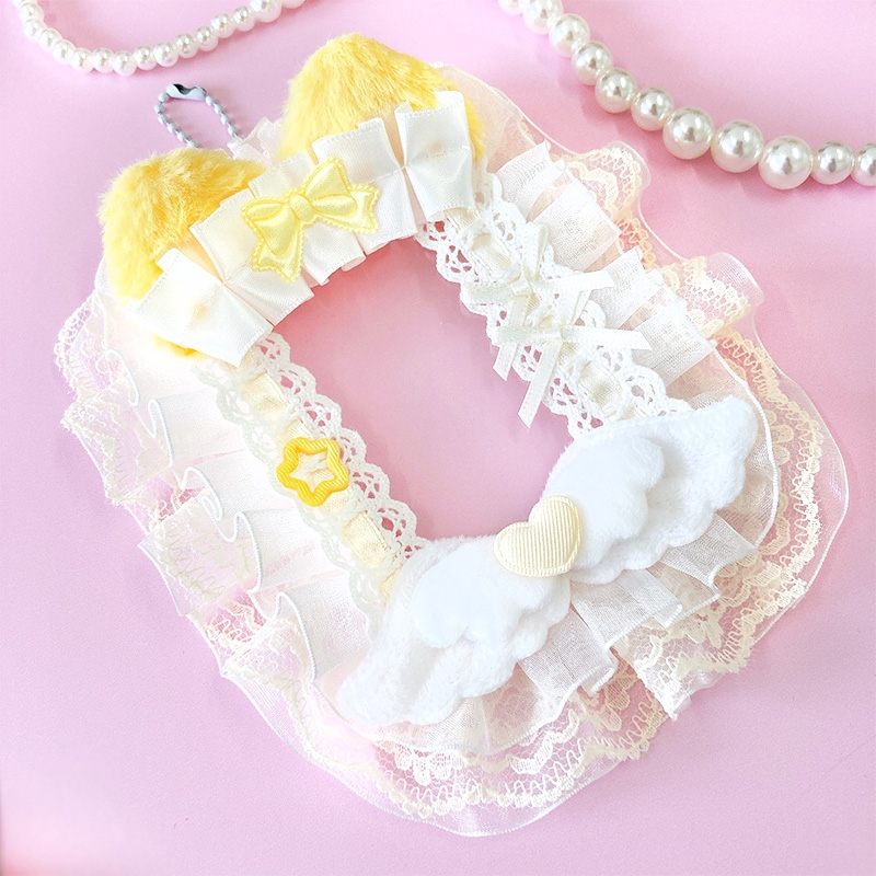 【グッズ-カードケース】ノンキャラオリジナル 猫耳フリルレースデコトレカケース イエロー【G.triGer】