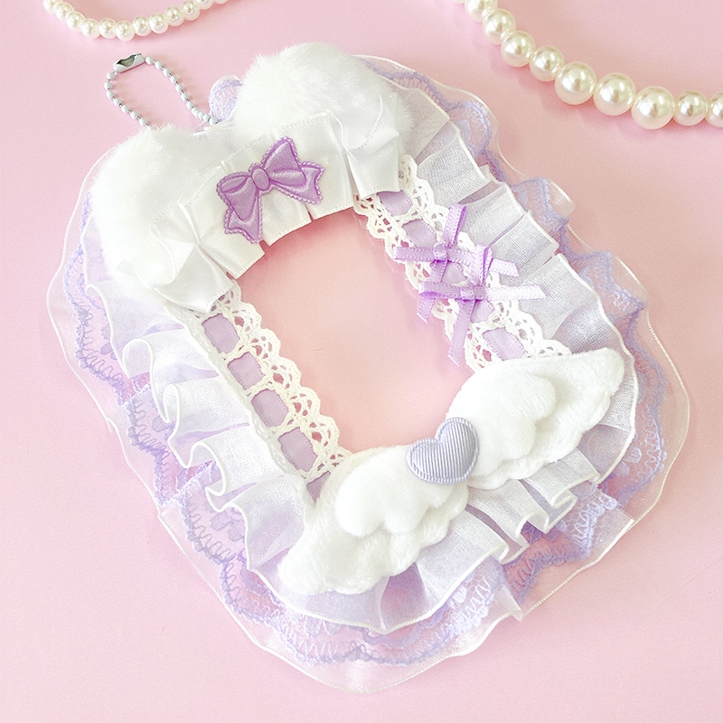 【グッズ-カードケース】ノンキャラオリジナル 猫耳フリルレースデコトレカケース ラベンダー【G.triGer】